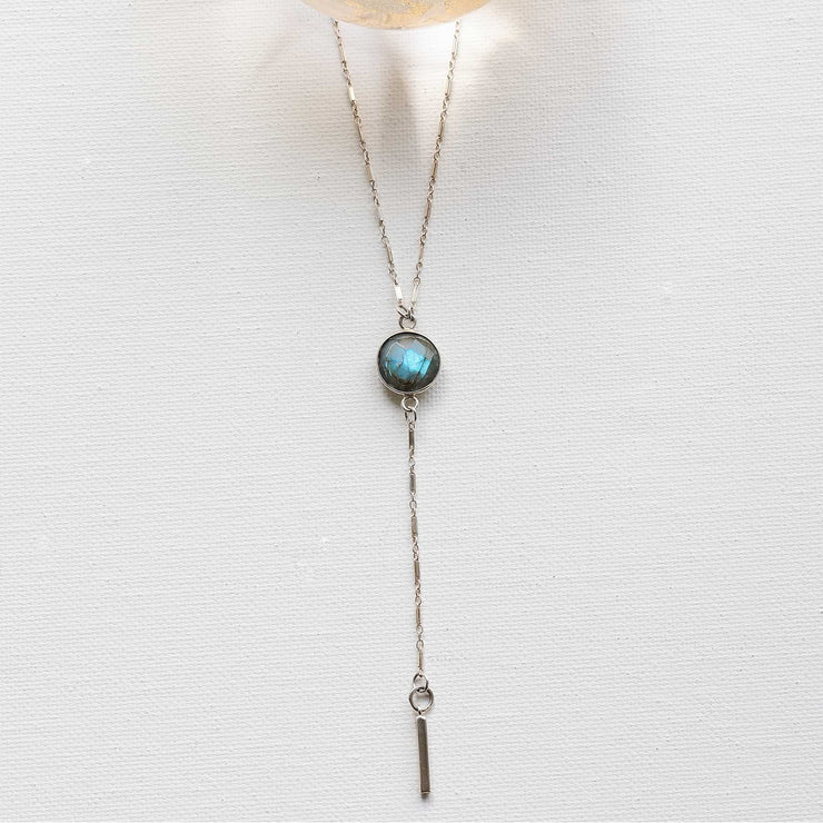 Giselle - Labradorite Sterling Silver Lariat Necklace alt image | Breathe Autumn Rain Artisan Jewelry