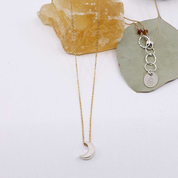 Gliding Moon - Crescent Moon Silver Necklace main image | Breathe Autumn Rain Artisan Jewelry