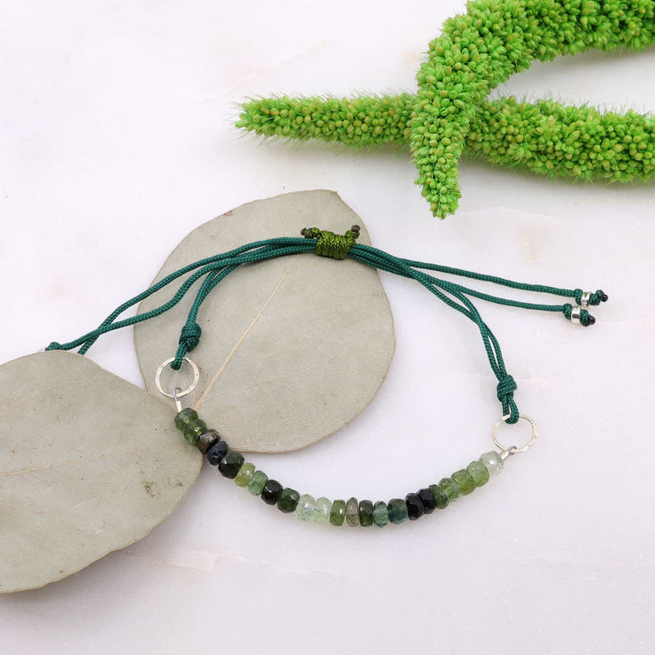Green Tourmaline Ombré Cord Bracelet alt image | Breathe Autumn Rain Artisan Jewelry