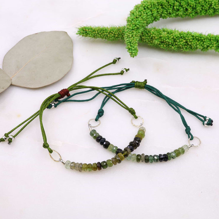 Green Tourmaline Ombré Cord Bracelet main image | Breathe Autumn Rain Artisan Jewelry