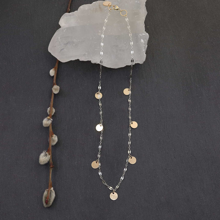Greenwich - Mixed Metal Minimalist Necklace alt image | Breathe Autumn Rain Artisan Jewelry