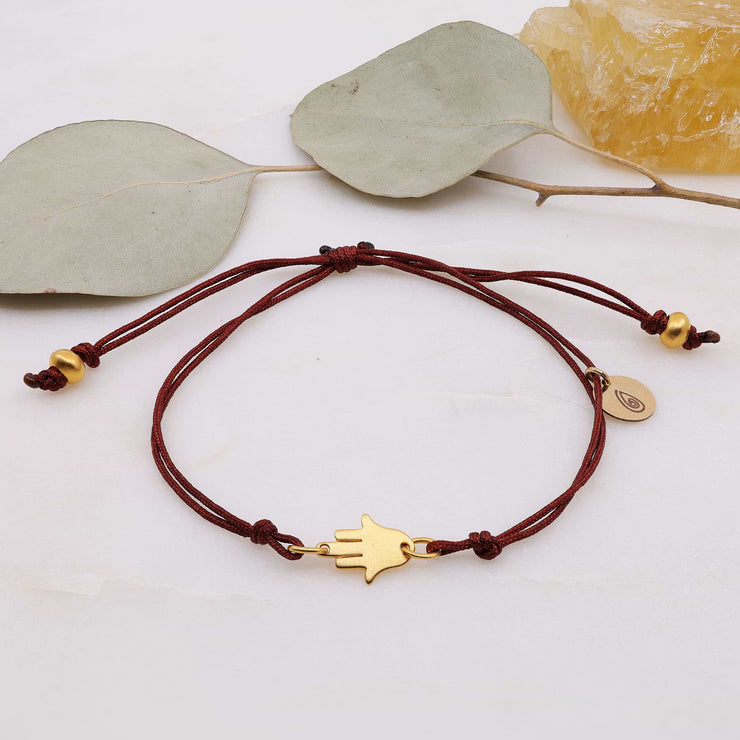 Gold Hamsa Cord Bracelet main image | Breathe Autumn Rain Artisan Jewelry