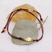 Gold Hamsa Cord Bracelet alt image | Breathe Autumn Rain Artisan Jewelry