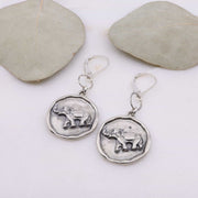 Happy Elephant Silver Coin Earrings main image | Breathe Autumn Rain Artisan Jewelry