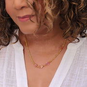 Happy - Sapphire Necklace lifestyle image | Breathe Autumn Rain Artisan Jewelry