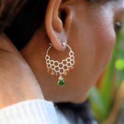 Honeycomb Cascade - Gemstone Hoop Earrings life style image | Breathe Autumn Rain Artisan Jewelry