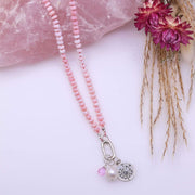 Hope Wish Will - Pink Opal Silver Necklace alt image | Breathe Autumn Rain Artisan Jewelry