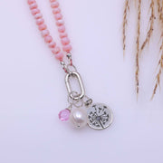 Hope Wish Will - Pink Opal Silver Necklace detail image | Breathe Autumn Rain Artisan Jewelry