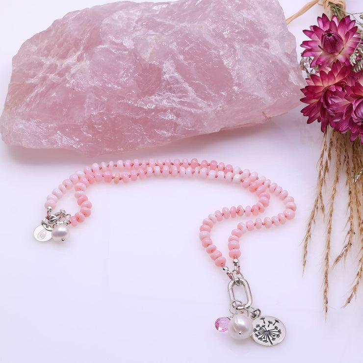 Hope Wish Will - Pink Opal Silver Necklace main image | Breathe Autumn Rain Artisan Jewelry