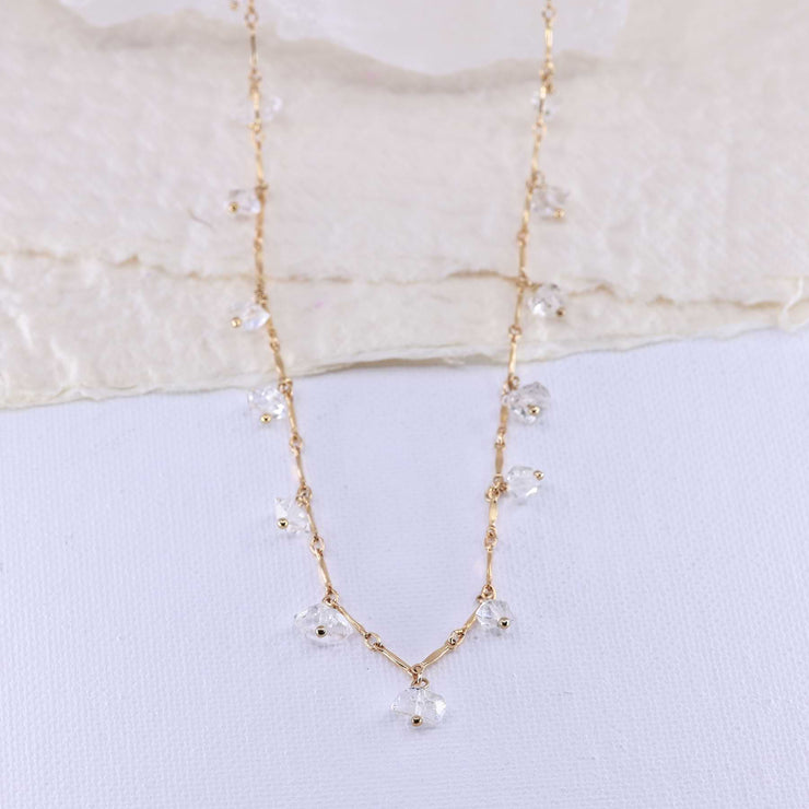 Hudson - Herkimer Diamond Gold Layering Necklace alt image | Breathe Autumn Rain Artisan Jewelry