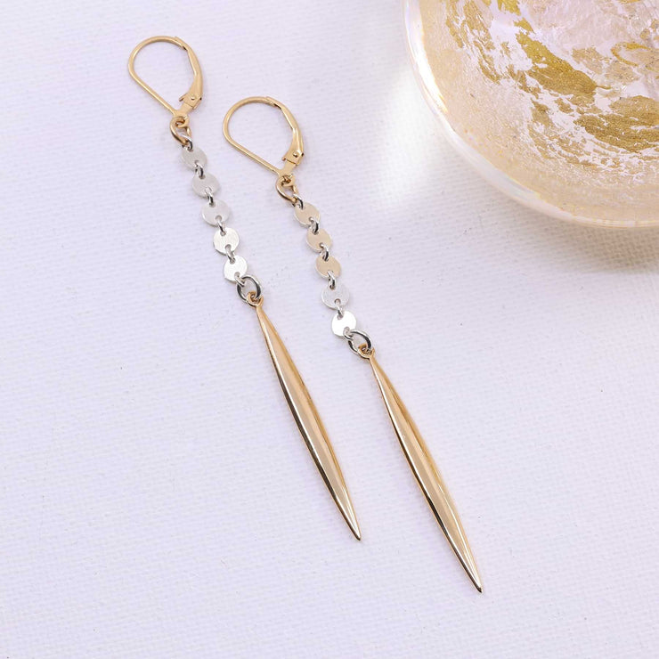 Huntress - Mixed Metal Spiked Drop Earrings alt image | Breathe Autumn Rain Artisan Image