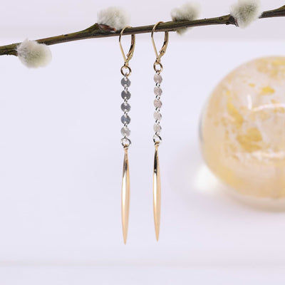 Huntress - Mixed Metal Spiked Drop Earrings main image | Breathe Autumn Rain Artisan Image