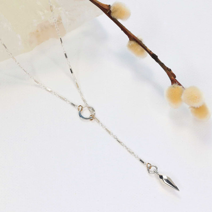 Inertia - Sterling Silver Pendulum Lariat Necklace main image | Breathe Autumn Rain Artisan Jewelry