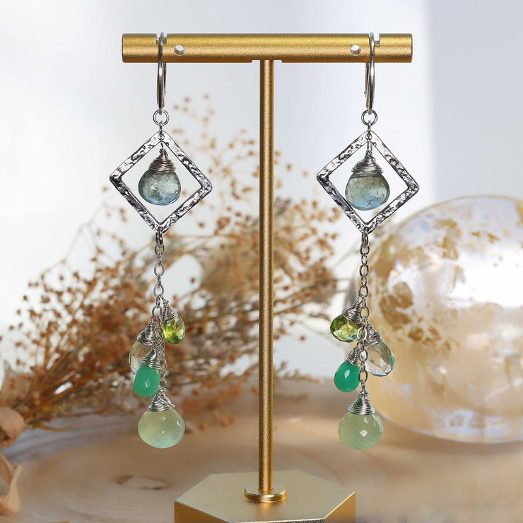Ireland - Multi Gemstone Sterling Silver Drop Earrings alt image | Breathe Autumn Rain Jewelry