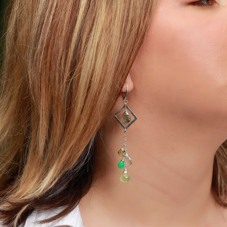 Ireland - Multi Gemstone Sterling Silver Drop Earrings life style image | Breathe Autumn Rain Jewelry