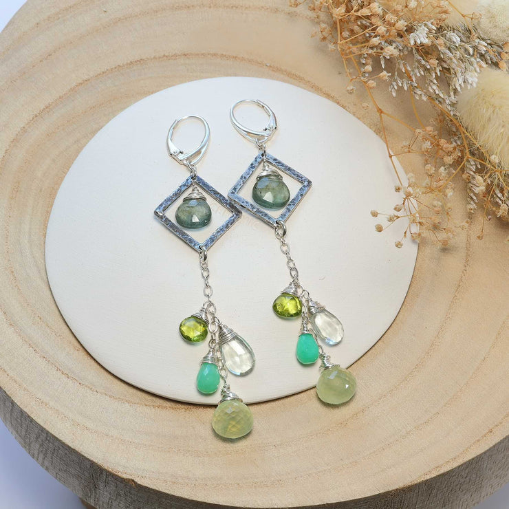 Ireland - Multi Gemstone Sterling Silver Drop Earrings alt image | Breathe Autumn Rain Jewelry