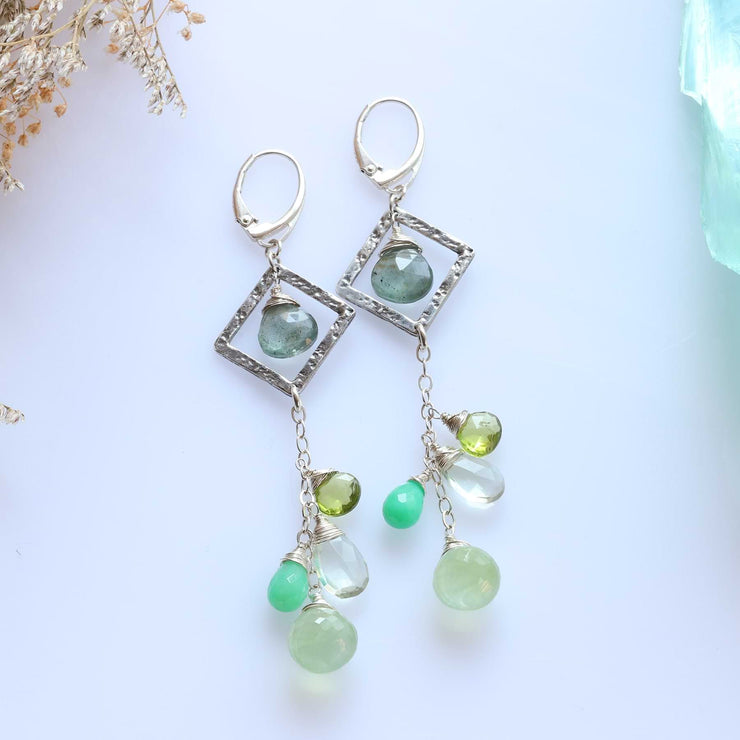 Ireland - Multi Gemstone Sterling Silver Drop Earrings main image | Breathe Autumn Rain Jewelry