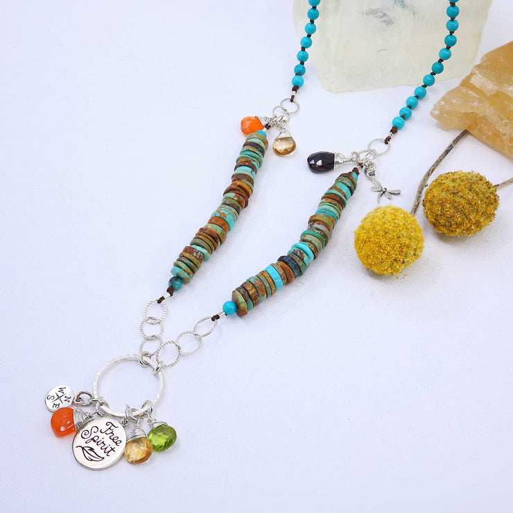 Isadora - Turquoise and Gemstone Pendant Necklace main image | Breathe Autumn Rain Artisan Jewelry