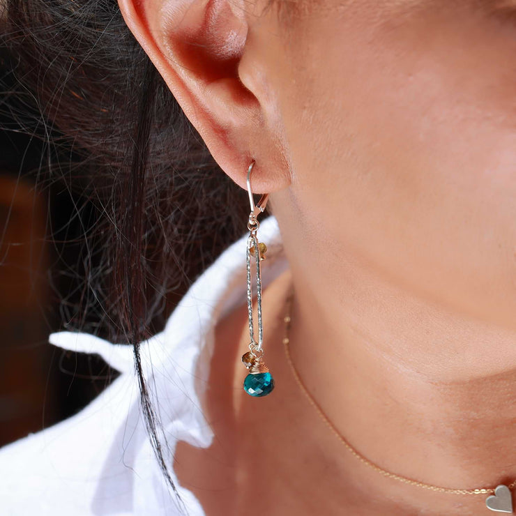 Isla - Peacock Quartz and Tourmaline Drop Earrings