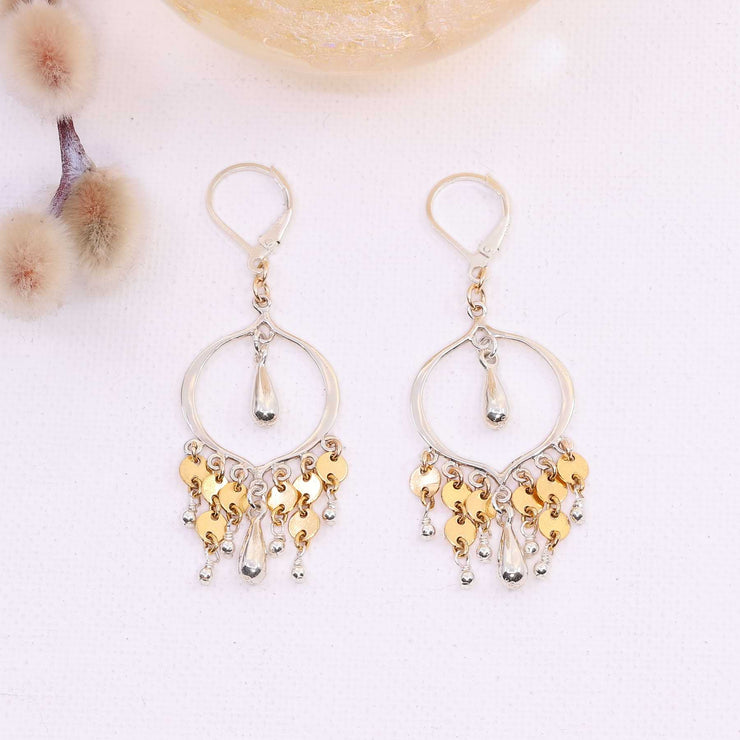 Isolde - Gold and Silver Chandelier Earrings main image | Breathe Autumn Rain Artisan Jewelry