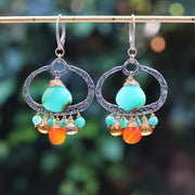 Juliette - Multi Gemstone Rustic Chandelier Silver Earrings alt image | Breathe Autumn Rain Artisan Jewelry