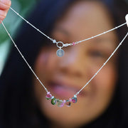 Kaleidoscope - Watermelon Tourmaline Trapeze Necklace life style image | Breathe Autumn Rain Artisan Jewelry