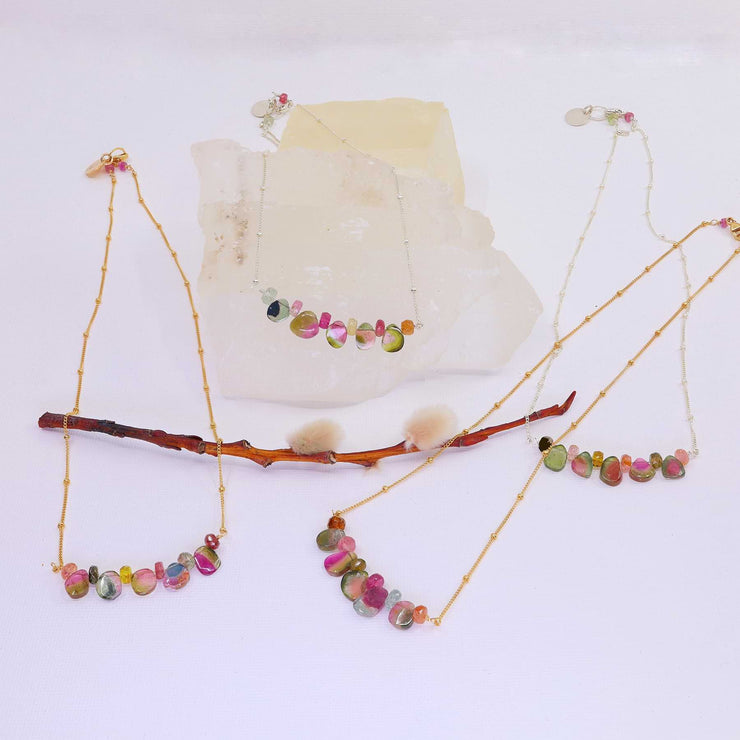 Kaleidoscope - Watermelon Tourmaline Trapeze Necklace main image | Breathe Autumn Rain Artisan Jewelry