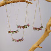 Kaleidoscope - Watermelon Tourmaline Trapeze Necklace alt image | Breathe Autumn Rain Artisan Jewelry