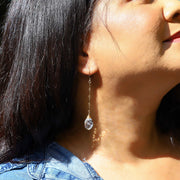 Katya - Crystal Quartz Drop Gold Earrings life style image | Breathe Autumn Rain Artisan Jewelry