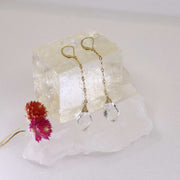 Katya - Crystal Quartz Drop Gold Earrings alt image | Breathe Autumn Rain Artisan Jewelry