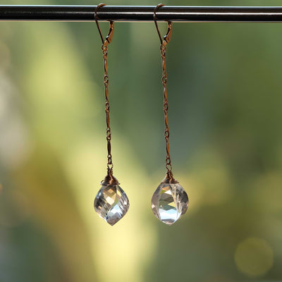 Katya - Crystal Quartz Drop Gold Earrings main image | Breathe Autumn Rain Artisan Jewelry