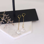 Katya - Crystal Quartz Drop Gold Earrings alt image | Breathe Autumn Rain Artisan Jewelry