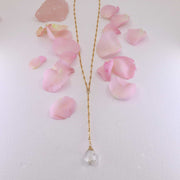 Katya - Crystal Quartz Lariat Drop Gold Layering Necklace main image | Breathe Autumn Rain Artisan Jewelry