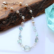 Kauai - Aquamarine and Pearl Sterling Necklace main image | Breathe Autumn Rain Artisan Jewelry