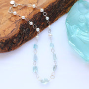 Kauai - Aquamarine and Pearl Sterling Necklace main image | Breathe Autumn Rain Artisan Jewelry alt image | Breathe Autumn Rain Artisan Jewelry