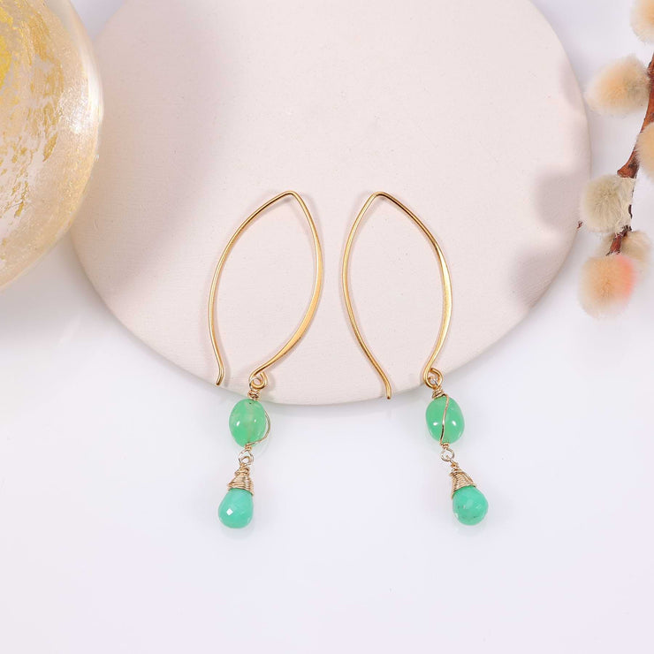 Khalia - Chrysoprase Gold Drop Earrings main alt image | Breathe Autumn Rain Artisan Jewelry
