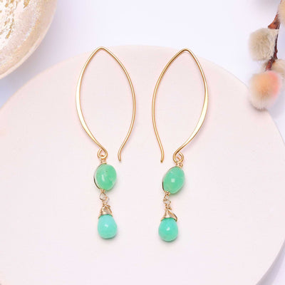 Khalia - Chrysoprase Gold Drop Earrings main image | Breathe Autumn Rain Artisan Jewelry