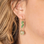 Kilauea - Prehnite and Chrysoprase Gold Drop Earrings life style image | Breathe Autumn Rain Artisan Jewelry