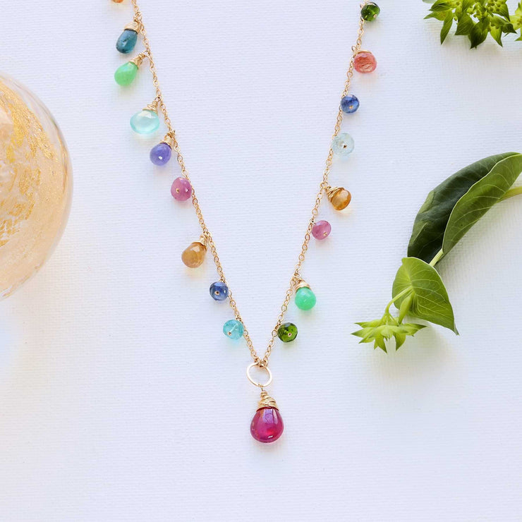 Kyra - Pink Sapphire Multi Gemstone Necklace alt image | Breathe Autumn Rain Artisan Jewelry