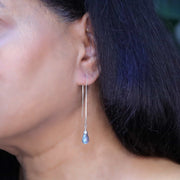 Labradorite Silver Thread Earrings life style image | Breathe Autumn Rain Artisan Jewelry