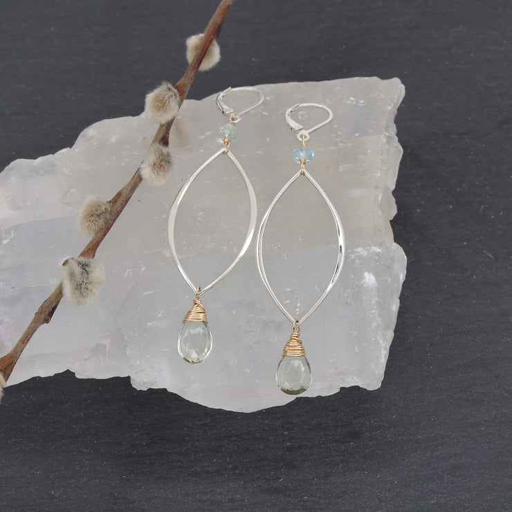 Lake - Green Amethyst Silver Drop Earrings main image | Breathe Autumn Rain Artisan Jewelry