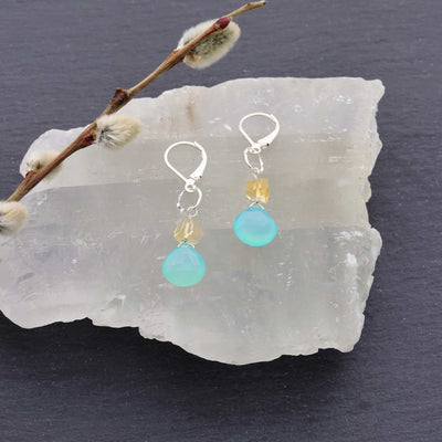 Chalcedony Drop Earrings main image | Breathe Autumn Rain Artisan Jewelry