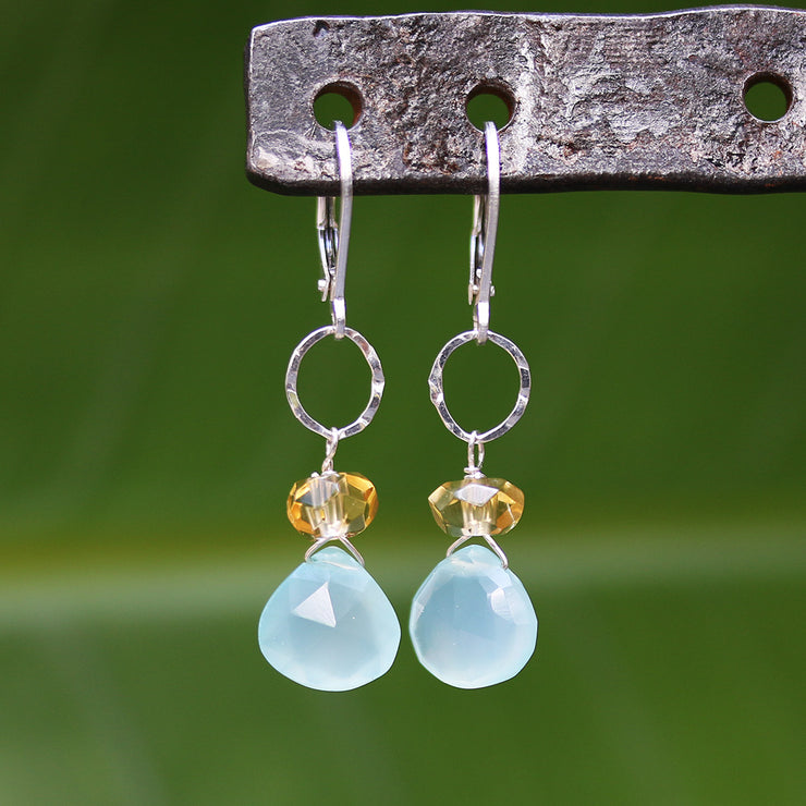 Chalcedony Teardrop Citrine Nugget Drop Earrings | BreatheAutumnRain