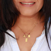 Wild Poppies - Delicate Gold Pendant Necklace life style layering example image | Breathe Autumn Rain Artisan Jewelry
