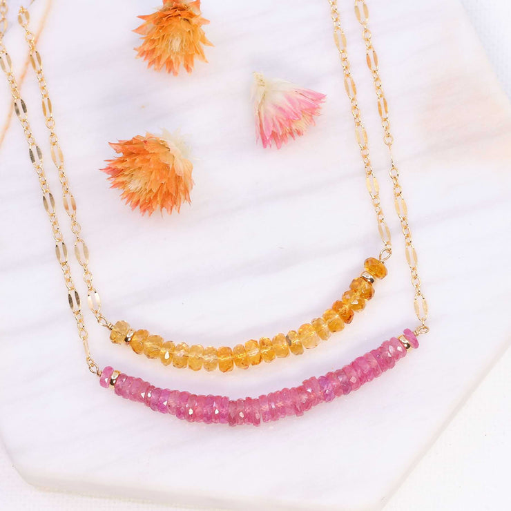 Lemonade - Gemstone Gold Bar Necklace main image | Breathe Autumn Rain Artisan Jewelry