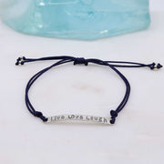 Live Love Laugh - Quote Bar Bracelet with Adjustable Cord alt2 image | Breathe Autumn Rain Artisan Jewelry