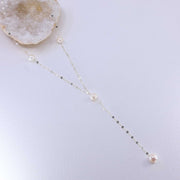 Lilly - Sterling Silver Pearl Lariat Necklace alt image | Breathe Autumn Rain Artisan Jewelry