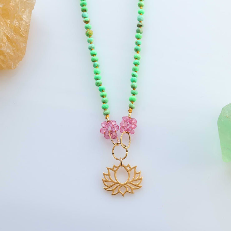 Lilypad - Turquoise and Pink Topaz Necklace alt image | Breathe Autumn Rain Artisan Jewelry