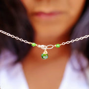 Londonberry - Chrome Diopside Sterling Silver Double Strand Necklace life style image | Breathe Autumn Rain Artisan Jewelry