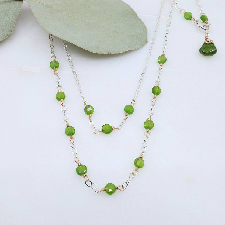 Londonberry - Chrome Diopside Sterling Silver Double Strand Necklace main image | Breathe Autumn Rain Artisan Jewelry
